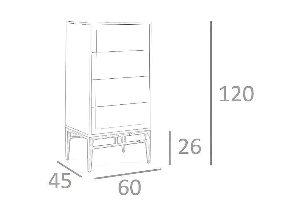 Angel Cerda Chiffonier Em Mdf Lacado Em Niebla Brillo Com Quatro Gavetas 7036* Cómoda