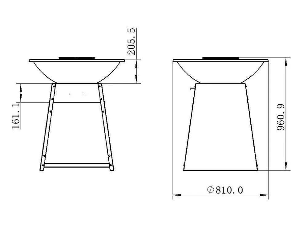 Vente-unique Churrasco, Chapa, Braseiro Em Aco C81 X L81 X A96 Cm Preto - Corvera* Barbecue, Braseiro De Jardim, Plancha