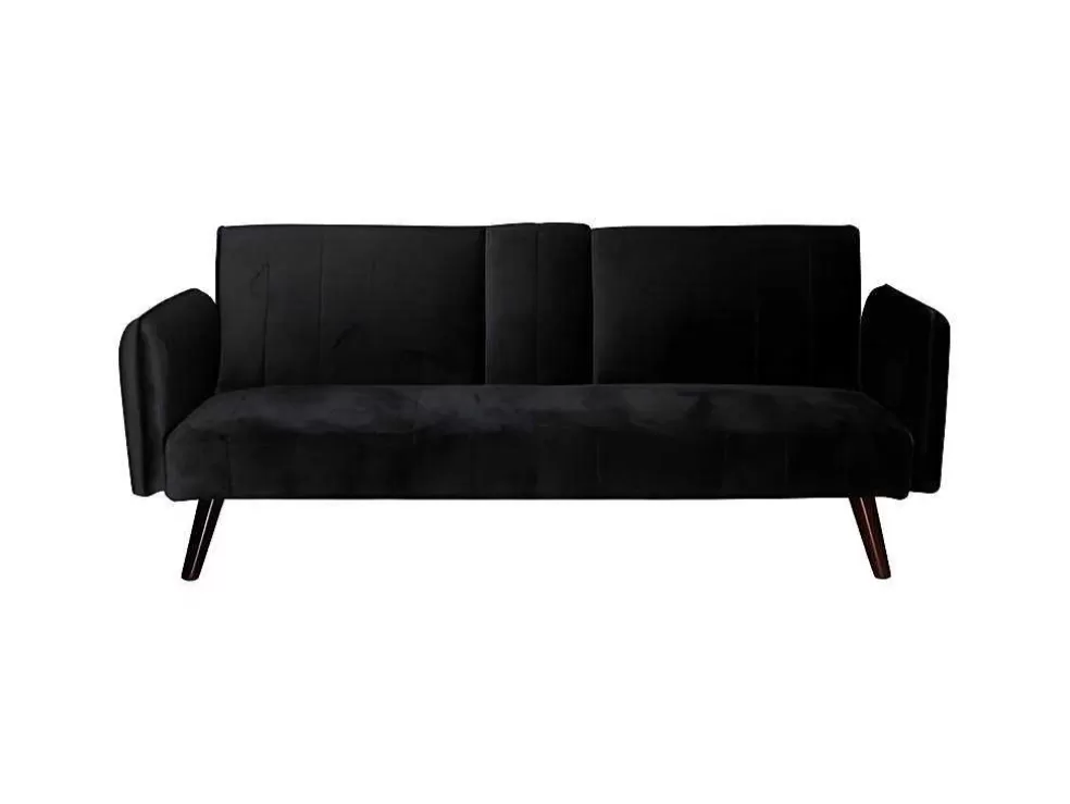 Saldosystocks Click Clac Roma Sofá-Cama De 2 Lugares Repousa Vidro Veludo 183X74Cm Preto* Sofá Cama Clic-Clac E Dobravel