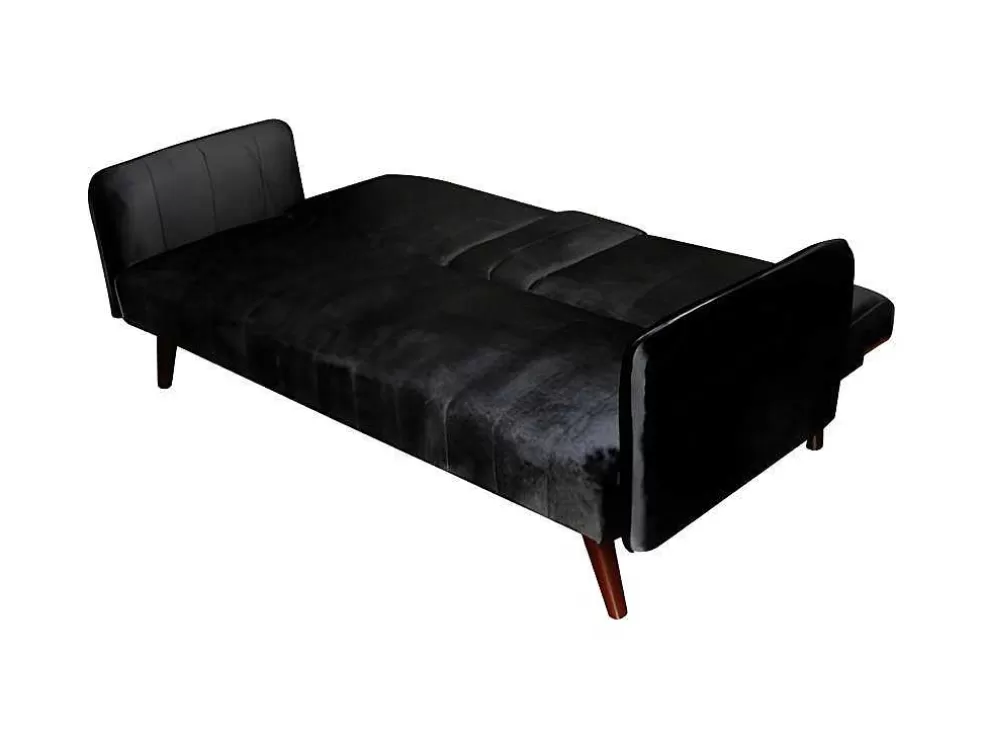 Saldosystocks Click Clac Roma Sofá-Cama De 2 Lugares Repousa Vidro Veludo 183X74Cm Preto* Sofá Cama Clic-Clac E Dobravel