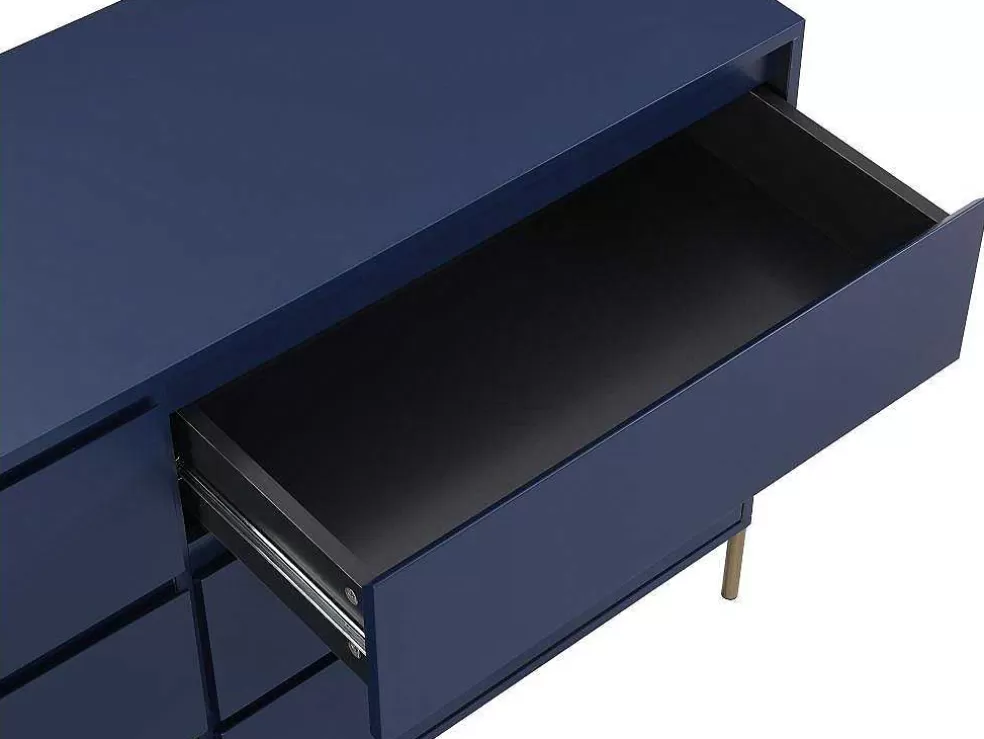 PASCAL MORABITO Cómoda 6 Gavetas Mdf E Metal Lacado A Azul E Dourado - Korasa De * Cómoda