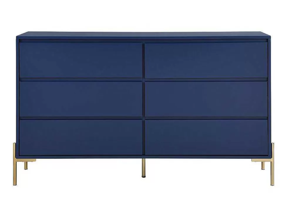 PASCAL MORABITO Cómoda 6 Gavetas Mdf E Metal Lacado A Azul E Dourado - Korasa De * Cómoda