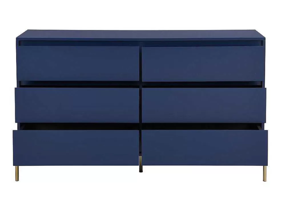 PASCAL MORABITO Cómoda 6 Gavetas Mdf E Metal Lacado A Azul E Dourado - Korasa De * Cómoda