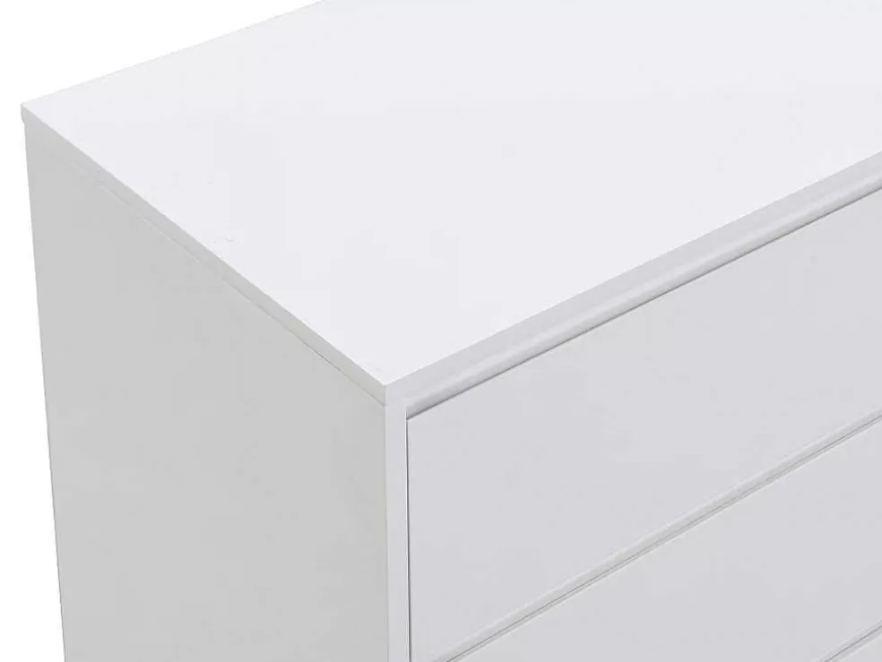 PASCAL MORABITO Cómoda 6 Gavetas, Mdf E Metal Lacado A Branco E Dourado - Korasa* Cómoda
