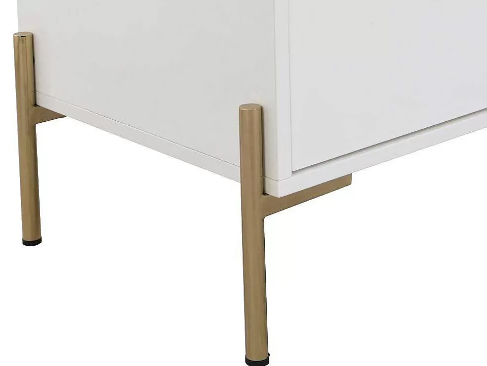 PASCAL MORABITO Cómoda 6 Gavetas, Mdf E Metal Lacado A Branco E Dourado - Korasa* Cómoda