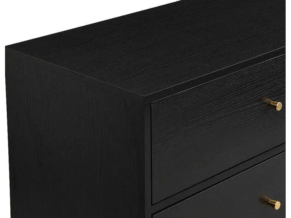 PASCAL MORABITO Cómoda 6 Gavetas Mdf E Metal Preto E Dourado - Milavia De * Cómoda