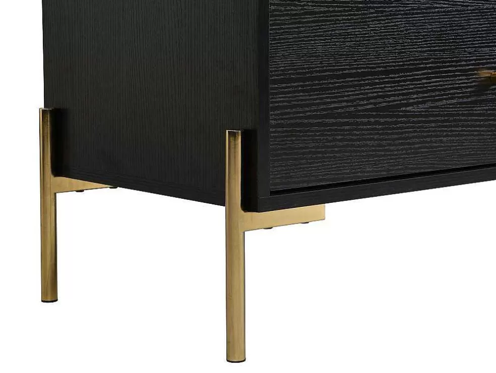 PASCAL MORABITO Cómoda 6 Gavetas Mdf E Metal Preto E Dourado - Milavia De * Cómoda