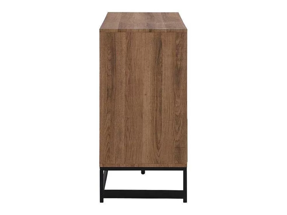 Vente-unique Cómoda Com 6 Gavetas Em Mdf E Aco Cor Natural E Preto - Caratana* Cómoda