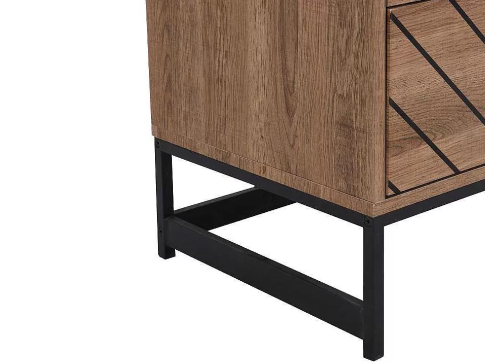 Vente-unique Cómoda Com 6 Gavetas Em Mdf E Aco Cor Natural E Preto - Caratana* Cómoda