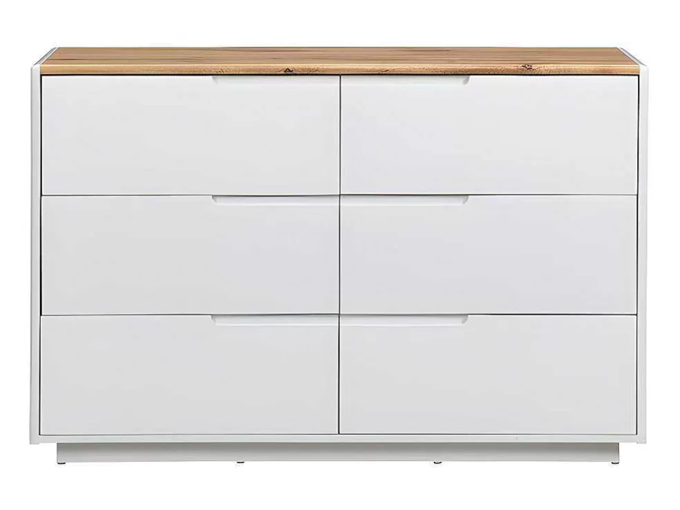 Vente-unique Cómoda Com 6 Gavetas Em Mdf Lacado A Branco E Cor Carvalho - Amani* Cómoda