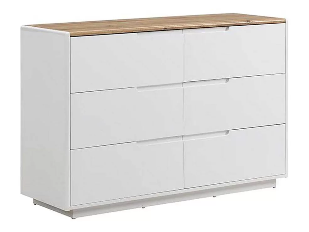Vente-unique Cómoda Com 6 Gavetas Em Mdf Lacado A Branco E Cor Carvalho - Amani* Cómoda