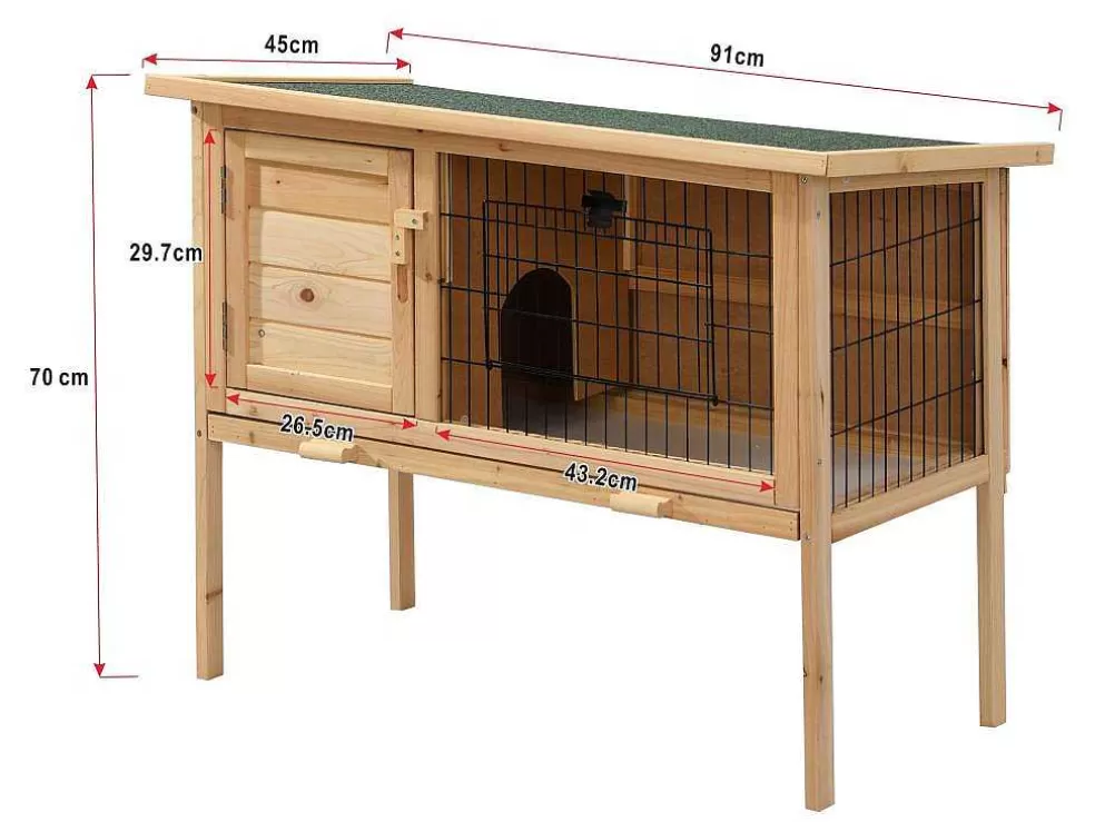 Vente-unique Coelheira Em Madeira Com Pés Para Coelhos E Roedores C. 91 X L. 45 X A. 70 Cm Natural - Lapius* Acessórios Para Animais De Estimação