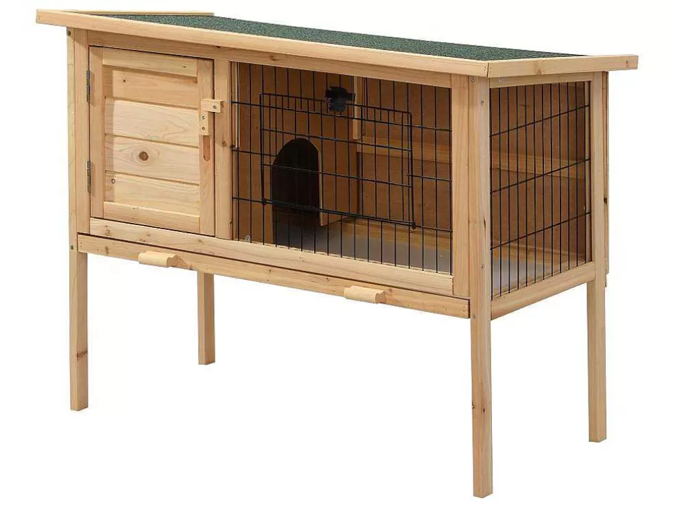 Vente-unique Coelheira Em Madeira Com Pés Para Coelhos E Roedores C. 91 X L. 45 X A. 70 Cm Natural - Lapius* Acessórios Para Animais De Estimação