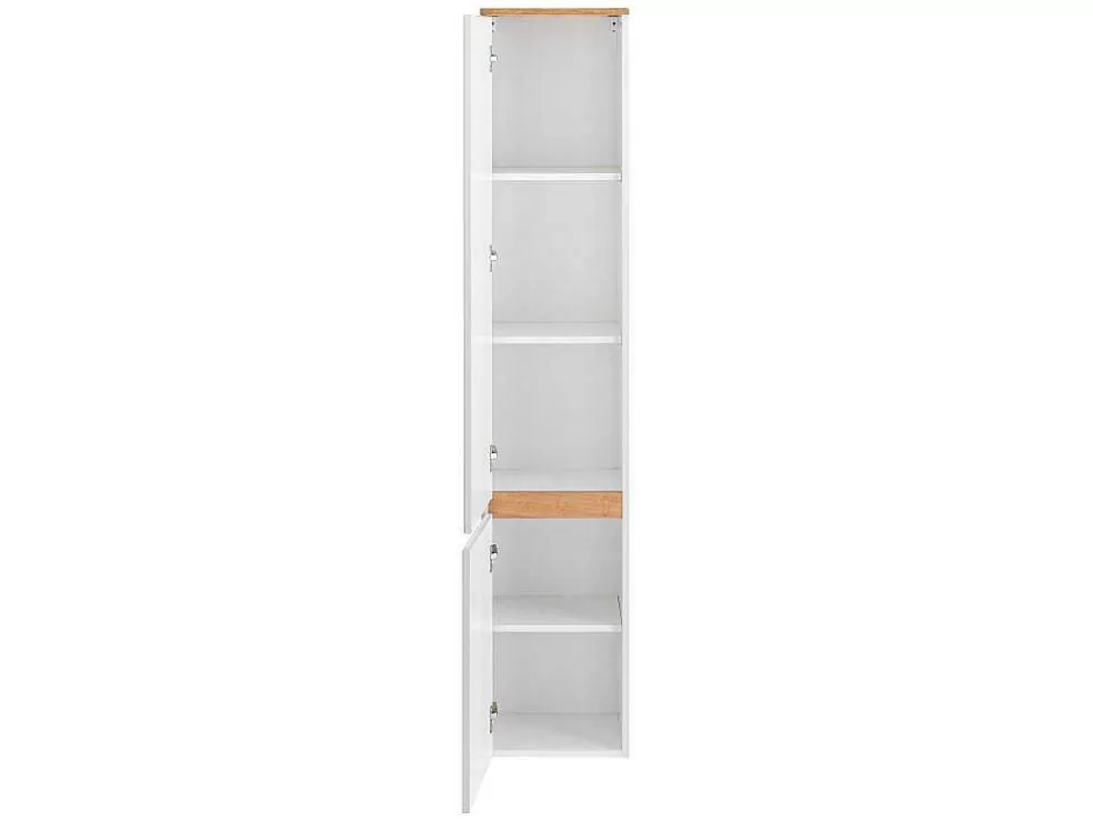 Vente-unique Coluna De Casa De Banho Branca Com 5 Prateleiras Cor Natural Clara E Branca - Anida* Coluna De Casa De Banho