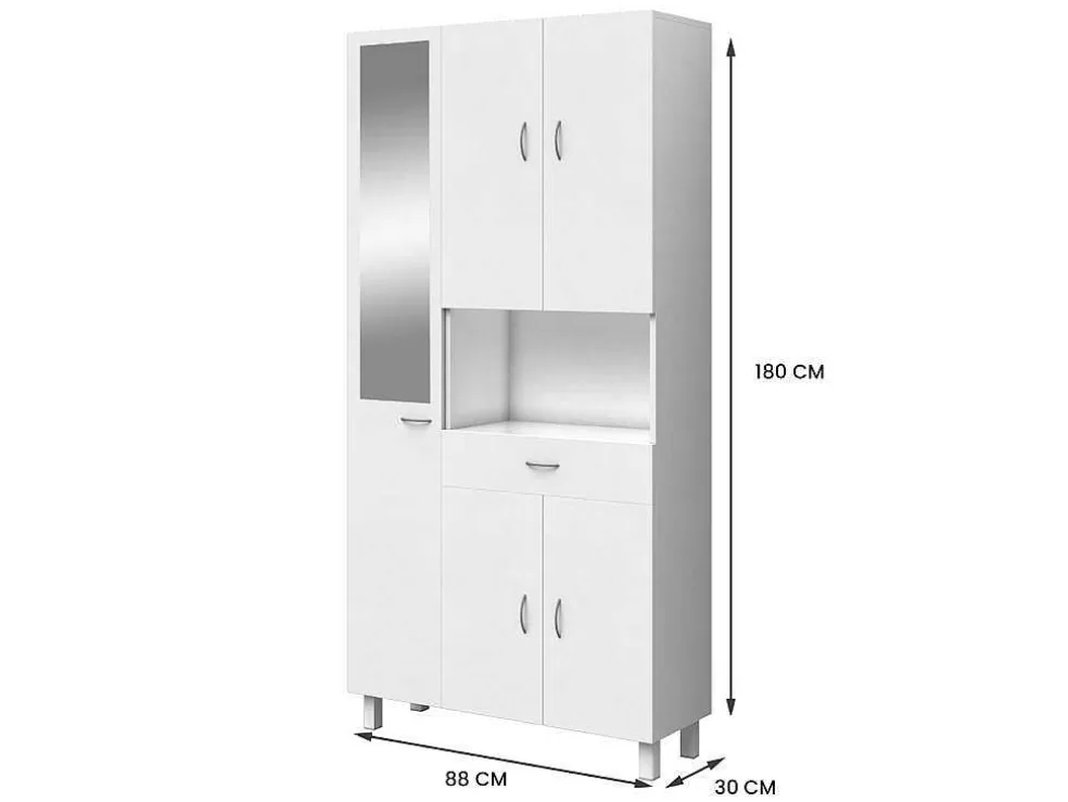 Vente-unique Coluna De Casa De Banho Com Espelho De Pe 180 Cm Branco - Minela* Coluna De Casa De Banho