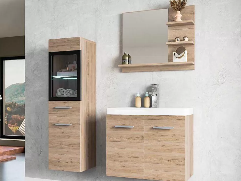 Vente-unique Coluna De Casa De Banho Com Leds Cor Natural Clara C30 X L30 X A109 Cm - Laurine* Coluna De Casa De Banho