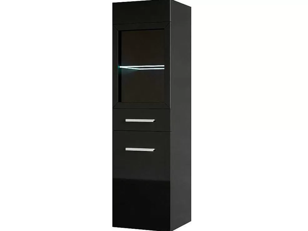 Vente-unique Coluna De Casa De Banho Preto Com Leds C30 X L30 X A109 Cm - Laurine* Coluna De Casa De Banho