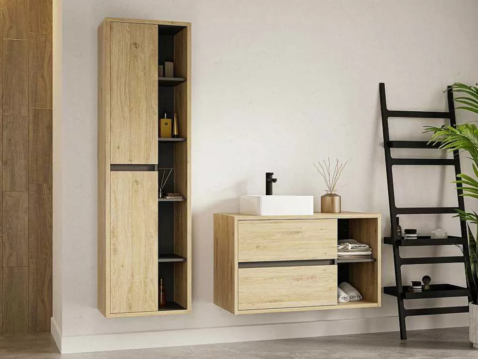 Vente-unique Coluna De Casa De Banho Suspensa Cor Natural Clara A170 Cm - Purnal* Coluna De Casa De Banho