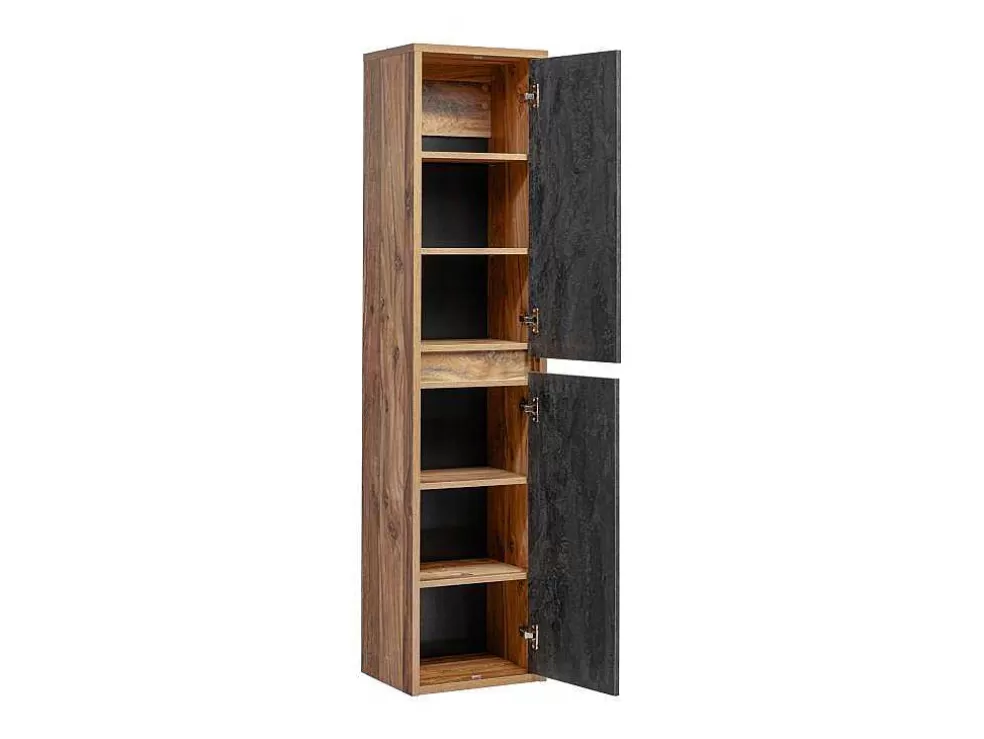 Vente-unique Coluna De Casa De Banho Suspensa Cor Natural E Antracite A170 Cm - Tikitiki* Coluna De Casa De Banho