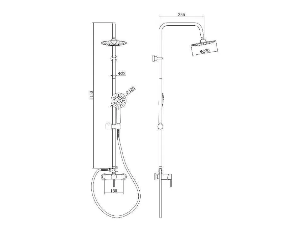 Shower & Design Coluna De Duche Aita Em Aco Inoxidavel Preto Mate - 127 Cm* Promoções Casa De Banho & Bem-Estar