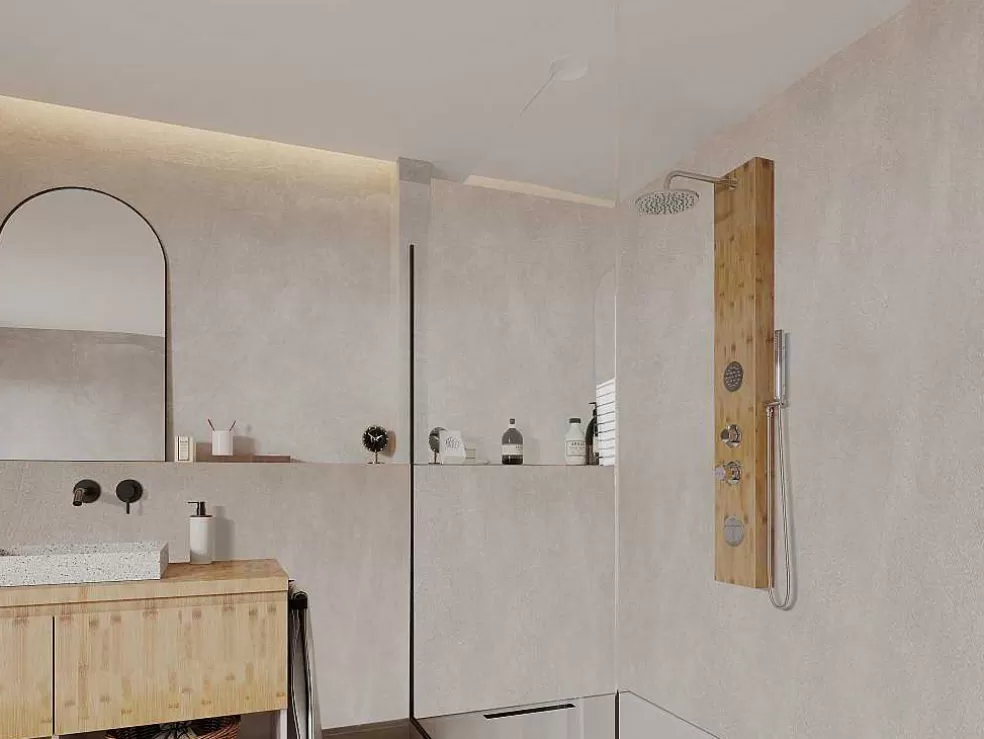 Shower & Design Coluna De Duche De Hidromassagem Em Bambu De 20X140 Cm - Solal* Coluna De Duche