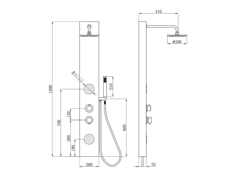 Shower & Design Coluna De Duche De Hidromassagem Em Bambu De 20X140 Cm - Solal* Coluna De Duche