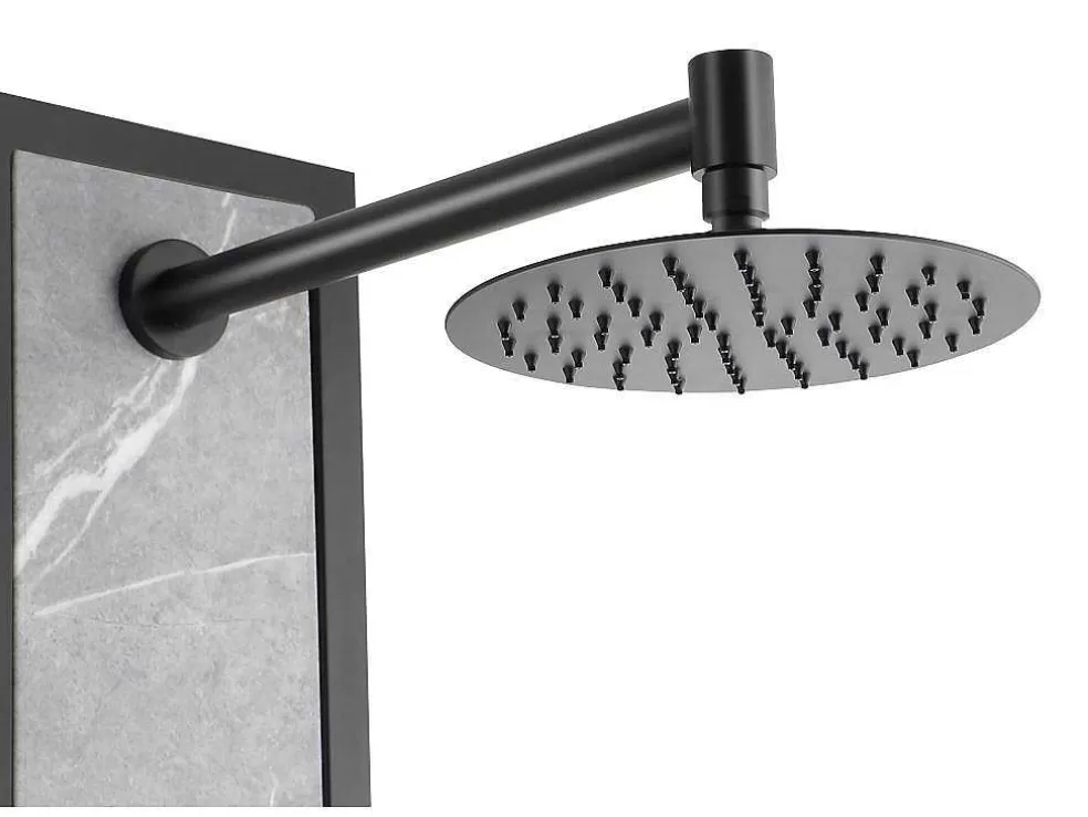 Shower & Design Coluna De Duche De Hidromassagem Preta Com Decoração Pedra A127 X L48,5 Xm - Letiya* Promoções Casa De Banho & Bem-Estar