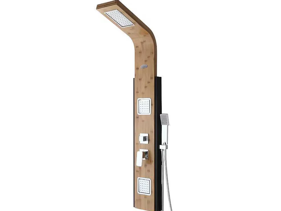 Shower & Design Coluna De Duche Hidromassagem Chuva Tropical E Painel Em Bambu Dimensoes 22*145 Cm - Dalima* Coluna De Duche