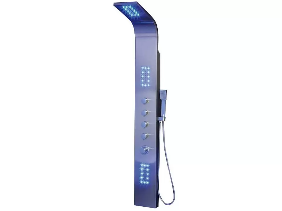 Shower & Design Coluna De Duche Hidromassagem Termostatica Com Leds Felicita - 20 X 165 Cm - Prateada* Coluna De Duche