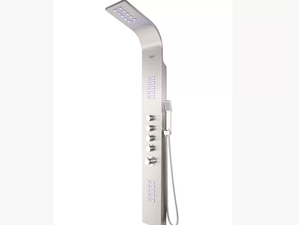 Shower & Design Coluna De Duche Hidromassagem Termostatica Com Leds Felicita - 20 X 165 Cm - Prateada* Coluna De Duche
