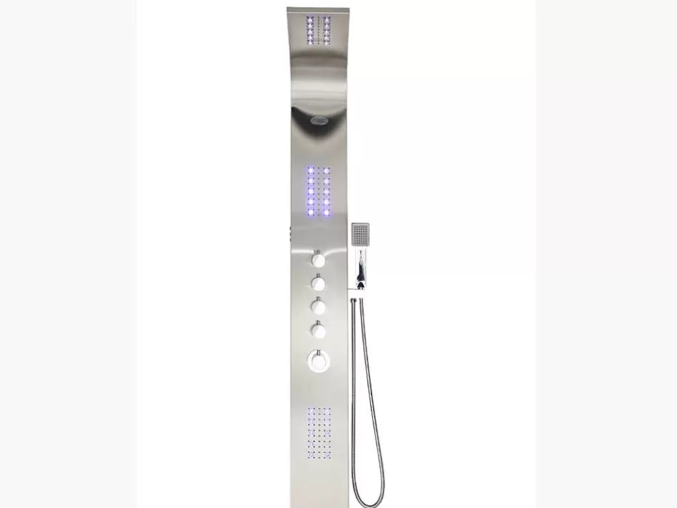 Shower & Design Coluna De Duche Hidromassagem Termostatica Com Leds Felicita - 20 X 165 Cm - Prateada* Coluna De Duche