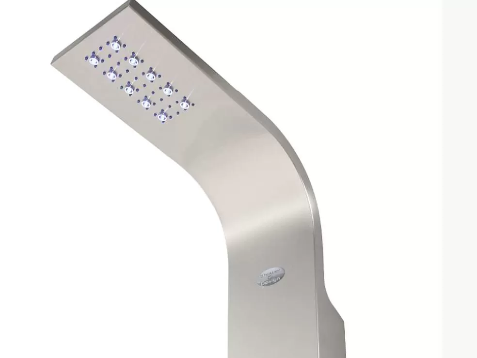Shower & Design Coluna De Duche Hidromassagem Termostatica Com Leds Felicita - 20 X 165 Cm - Prateada* Coluna De Duche