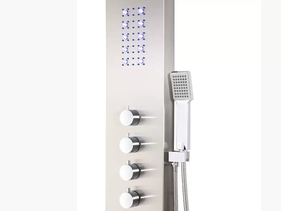Shower & Design Coluna De Duche Hidromassagem Termostatica Com Leds Felicita - 20 X 165 Cm - Prateada* Coluna De Duche