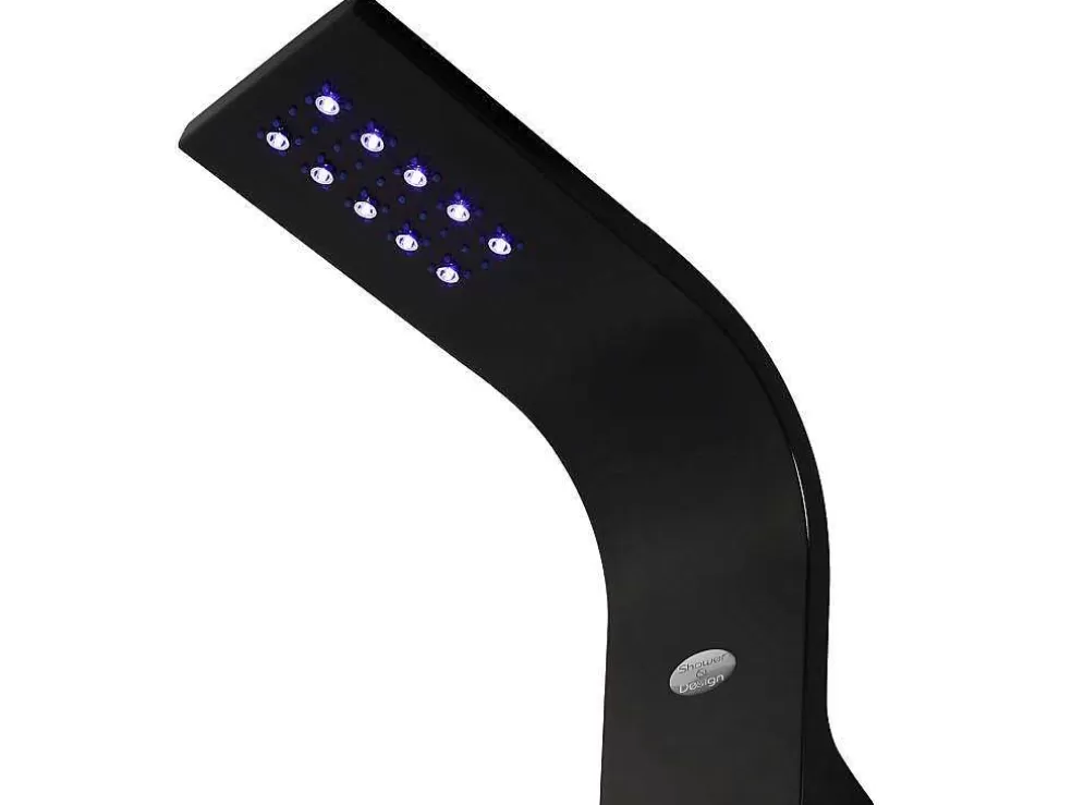 Shower & Design Coluna De Duche Hidromassagem Termostatico Com Leds Felicita - 20 X 165 Cm - Preto* Coluna De Duche