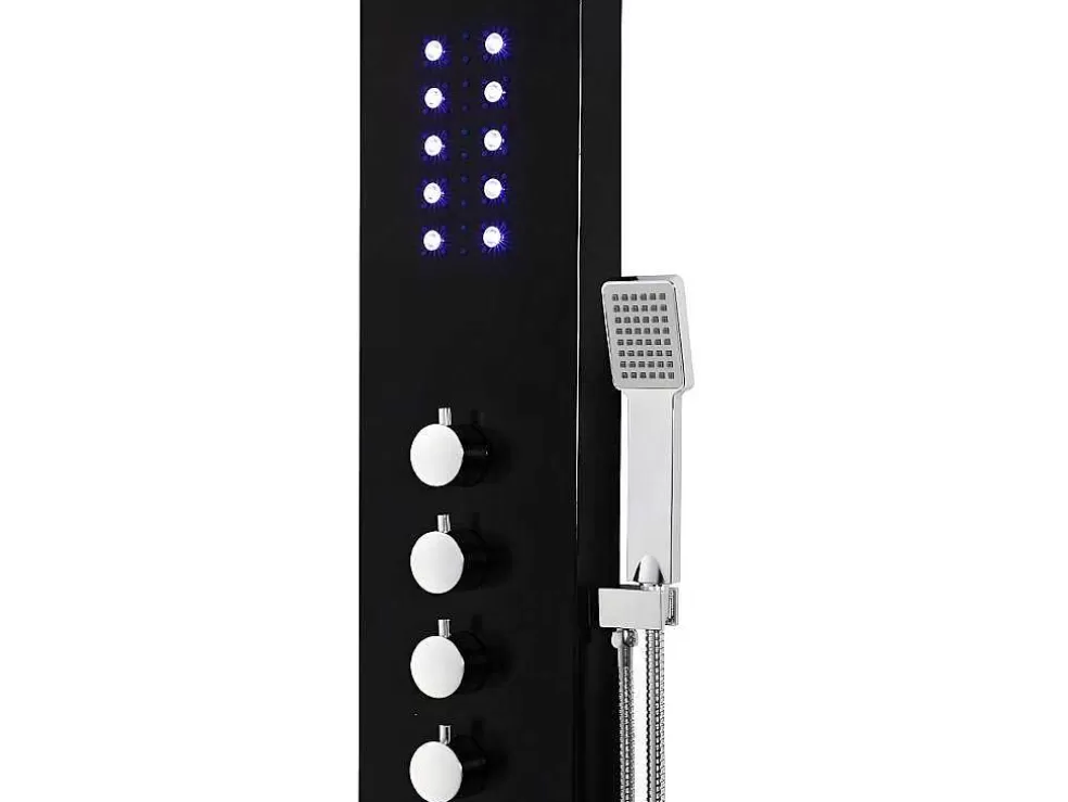 Shower & Design Coluna De Duche Hidromassagem Termostatico Com Leds Felicita - 20 X 165 Cm - Preto* Coluna De Duche