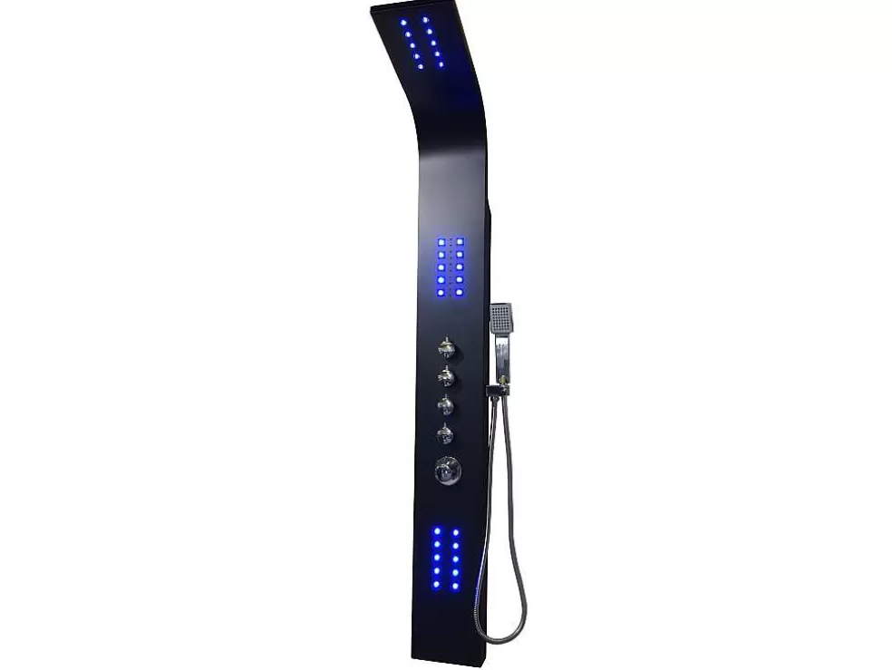 Shower & Design Coluna De Duche Hidromassagem Termostatico Com Leds Felicita - 20 X 165 Cm - Preto* Coluna De Duche