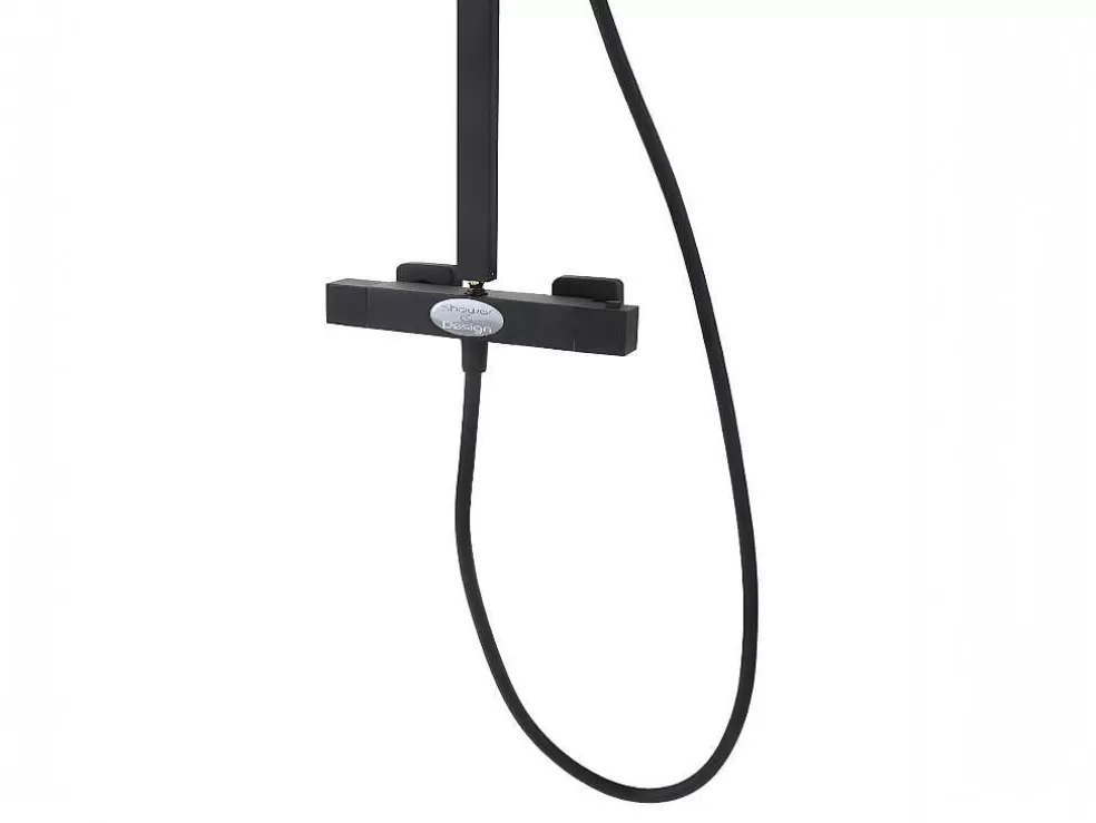 Shower & Design Coluna De Duche Termostatica Em Aco Inoxidavel Preto Mate - 125Cm - Peneda* Coluna De Duche