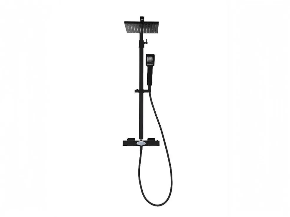 Shower & Design Coluna De Duche Termostatica Em Aco Inoxidavel Preto Mate - 125Cm - Peneda* Coluna De Duche