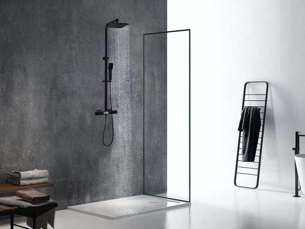 Shower & Design Coluna De Duche Termostatica Em Aco Inoxidavel Preto Mate - 125Cm - Peneda* Coluna De Duche