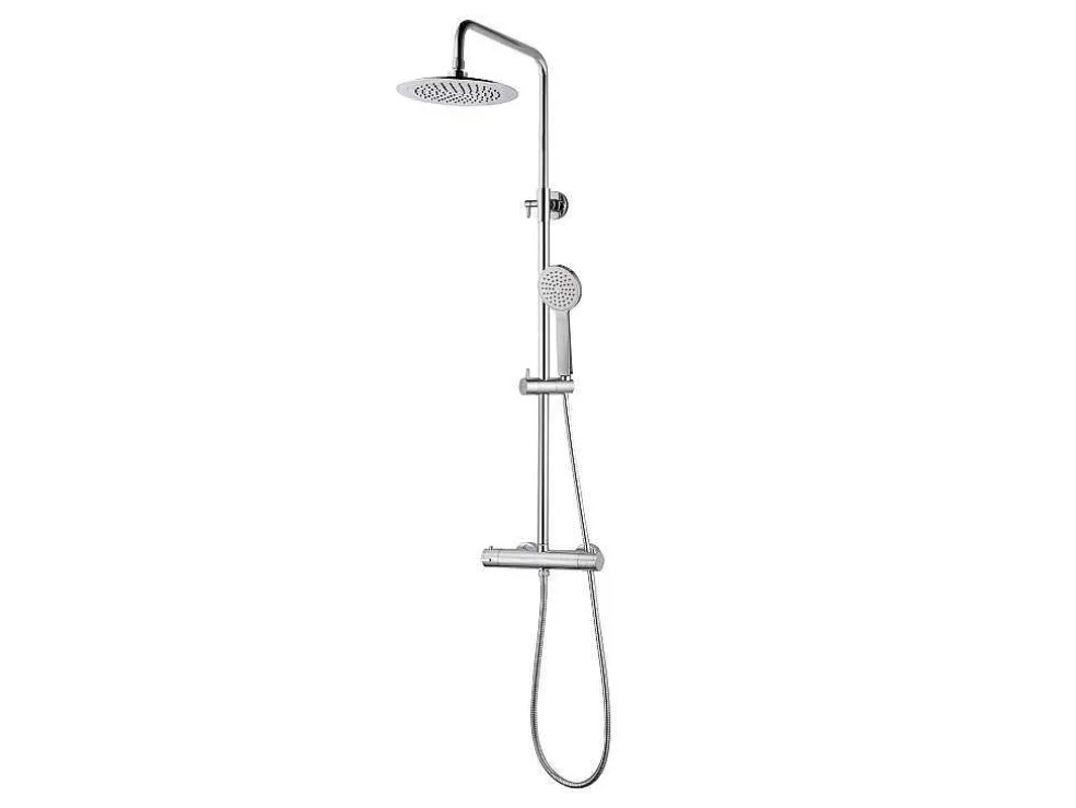 Shower & Design Coluna De Duche Termostatico Em Aco Inoxidavel Cromado Ateya - 126 Cm* Coluna De Duche