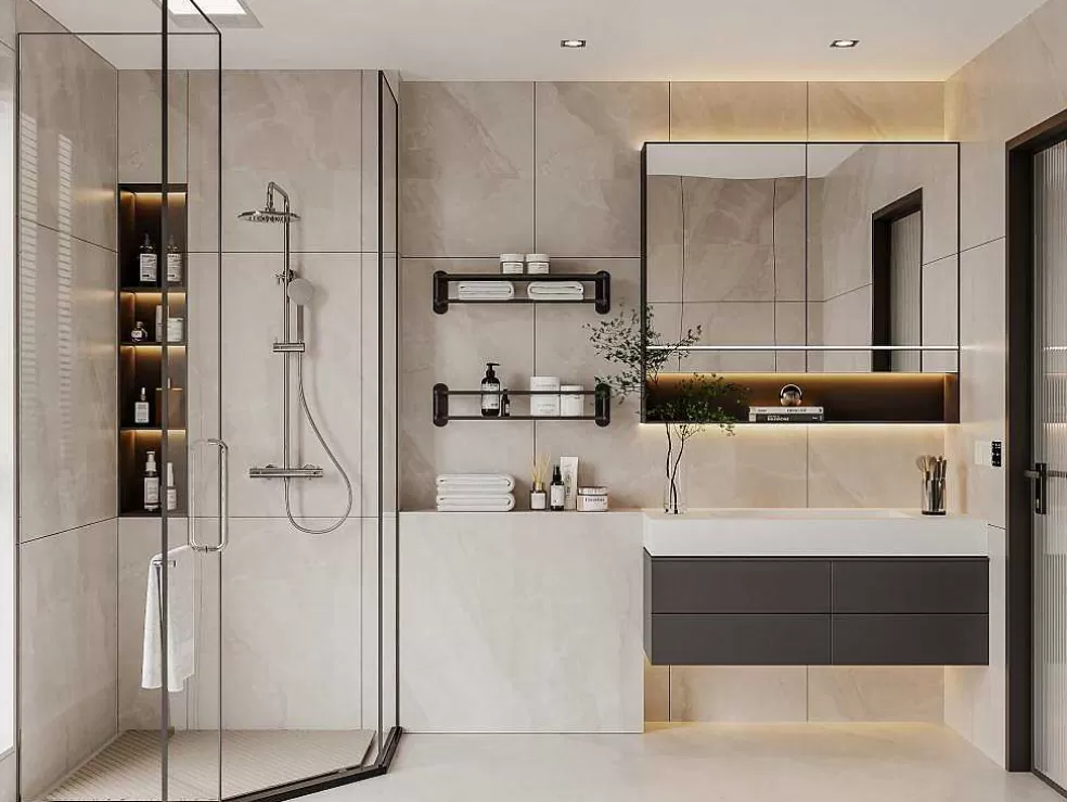 Shower & Design Coluna De Duche Termostatico Em Aco Inoxidavel Cromado Ateya - 126 Cm* Coluna De Duche