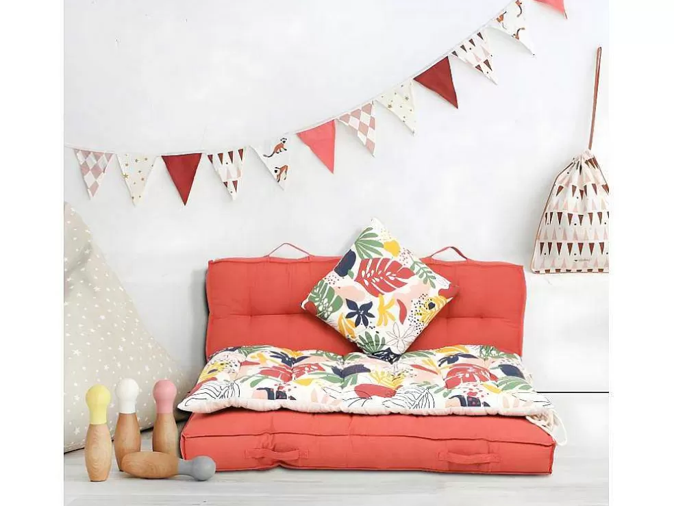 OZAIA Conjunto 1 Colchão + 2 Almofadas Para Palates Em Algodao Cor Coral - Baila* Decoração De Jardim