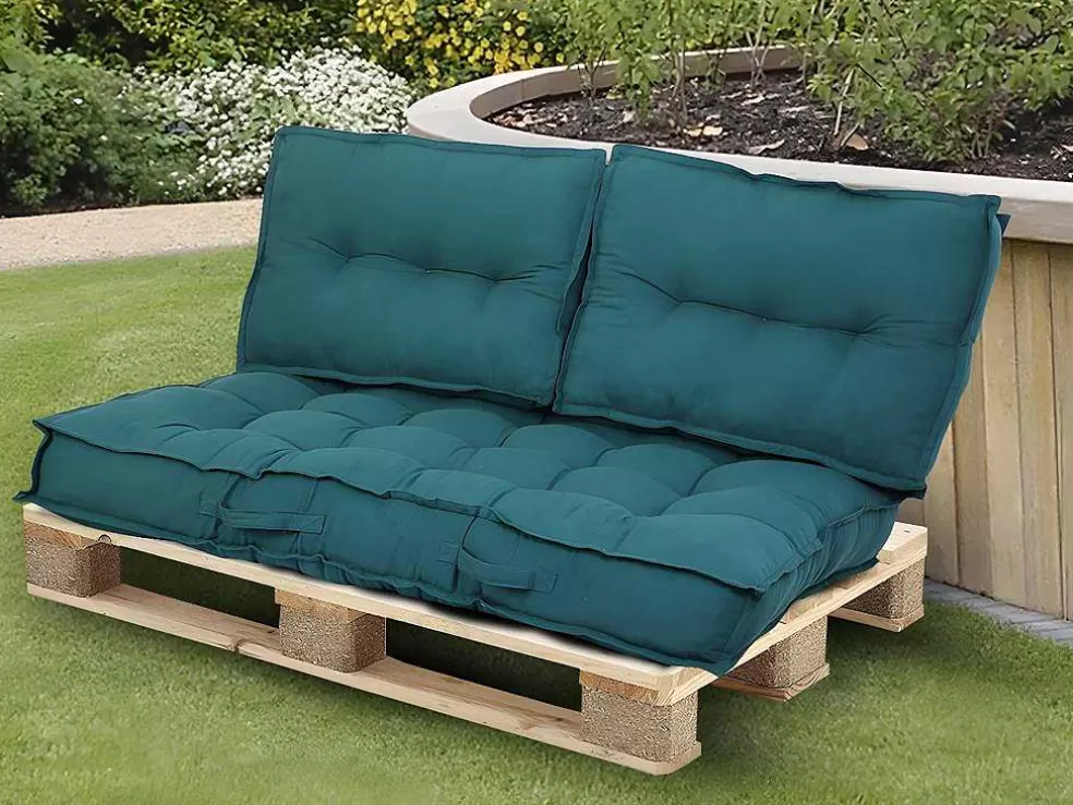 OZAIA Conjunto 1 Colchão + 2 Encostos Sofá De Paletes Em Algodao Azul - Baila* Decoração De Jardim