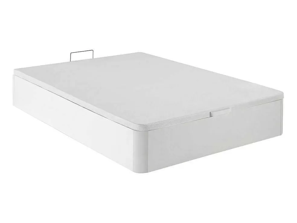 DREAMEA Conjunto Artigos De Cama 160 X 200 Cm Sommier Com Espaco De Arrumação Branco + Colchão De Espuma Hd - Heaven Da * Conjunto Colchão E Sommier