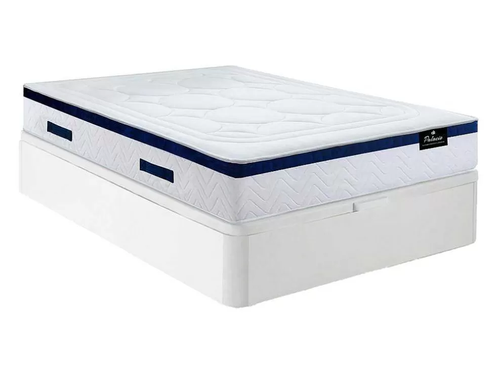 Palacio Conjunto Artigos De Cama 140 X 190 Cm Sommier Com Espaco De Arrumação Branco + Colchão De Molas Ensacadas - Marquis Da Dreamea* Conjunto Colchão E Sommier