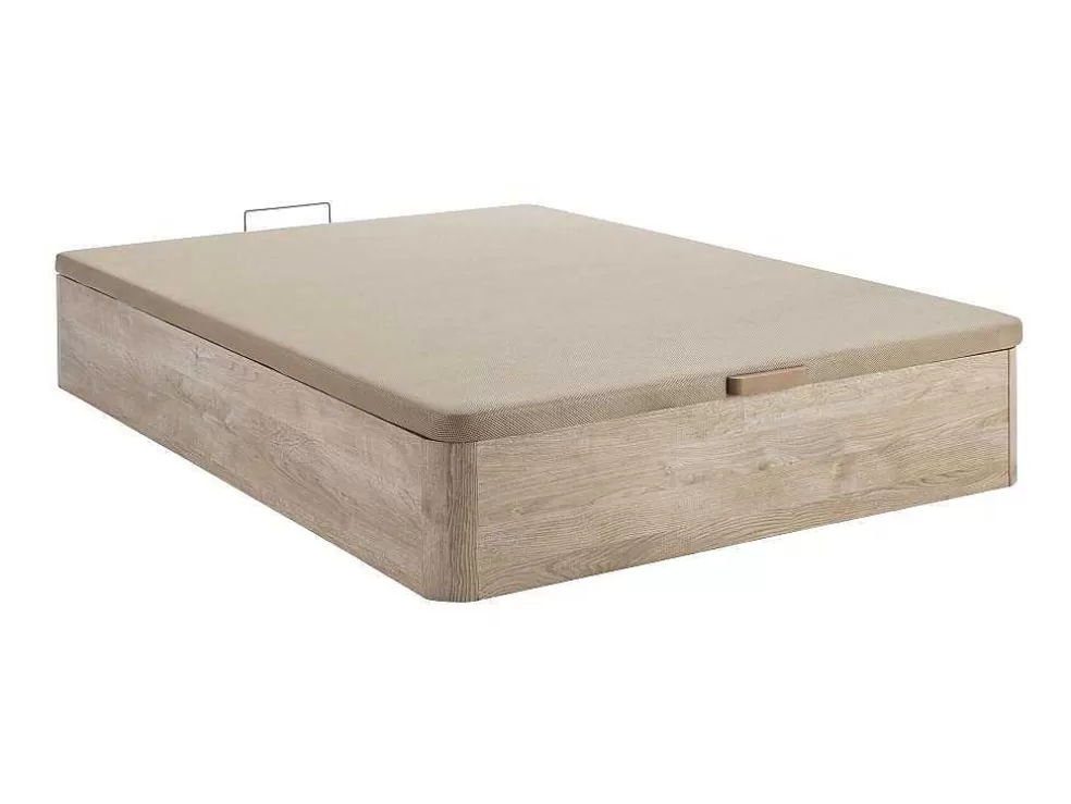 DREAMEA Conjunto Artigos De Cama 160 X 200 Cm Sommier Com Espaco De Arrumação Natural Claro + Colchão De Espuma Hd - Heaven Da * Conjunto Colchão E Sommier