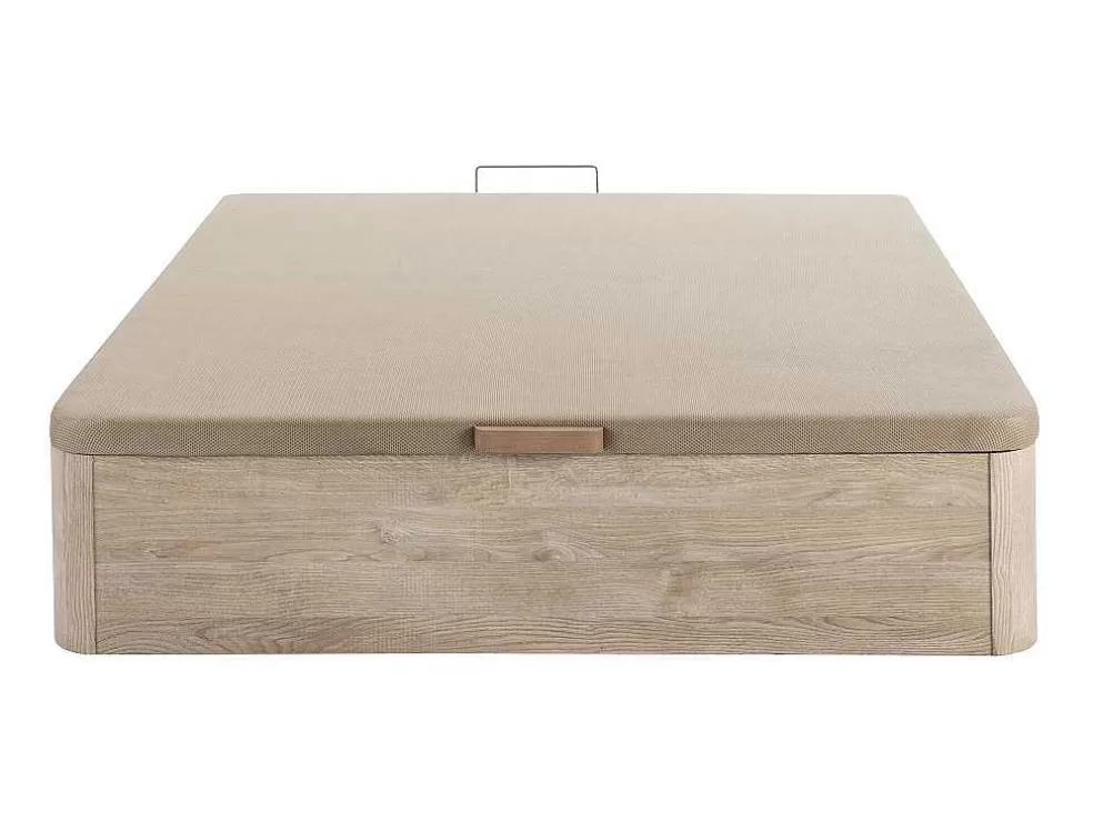 DREAMEA Conjunto Artigos De Cama 160 X 200 Cm Sommier Com Espaco De Arrumação Natural Claro + Colchão De Espuma Hd - Heaven Da * Conjunto Colchão E Sommier