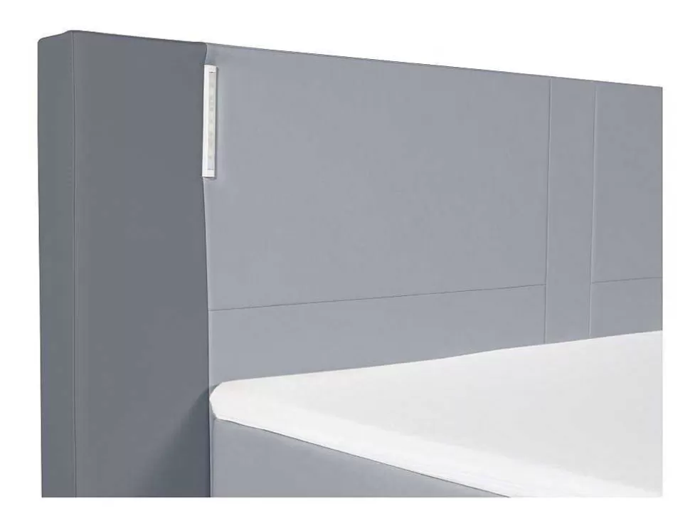 Ysmée Conjunto Boxspring - Cabeceira, Sommier, Colchão, Sobrecolchão - 160X200Cm - Pele Sintética - Antracite E Cinza Claro Asti* Cama Boxspring, Cama Continental