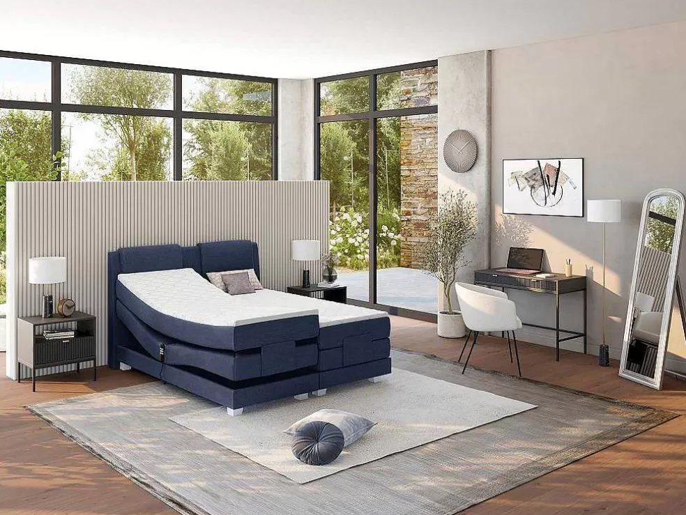Palacio Conjunto Boxspring Cabeceira De Cama + Sommier De Relaxamento Eletrico + Colchão + Sobrecolchão Castel Da - 2X90X200 Cm* Cama Articulada