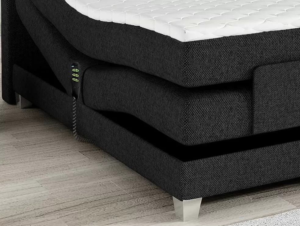Palacio Conjunto Boxspring Cabeceira De Cama + Sommier De Relaxamento Eletrico + Colchão + Sobrecolchão Castel Da - 2X90X200 Cm - Tecido Antracite* Cama Articulada